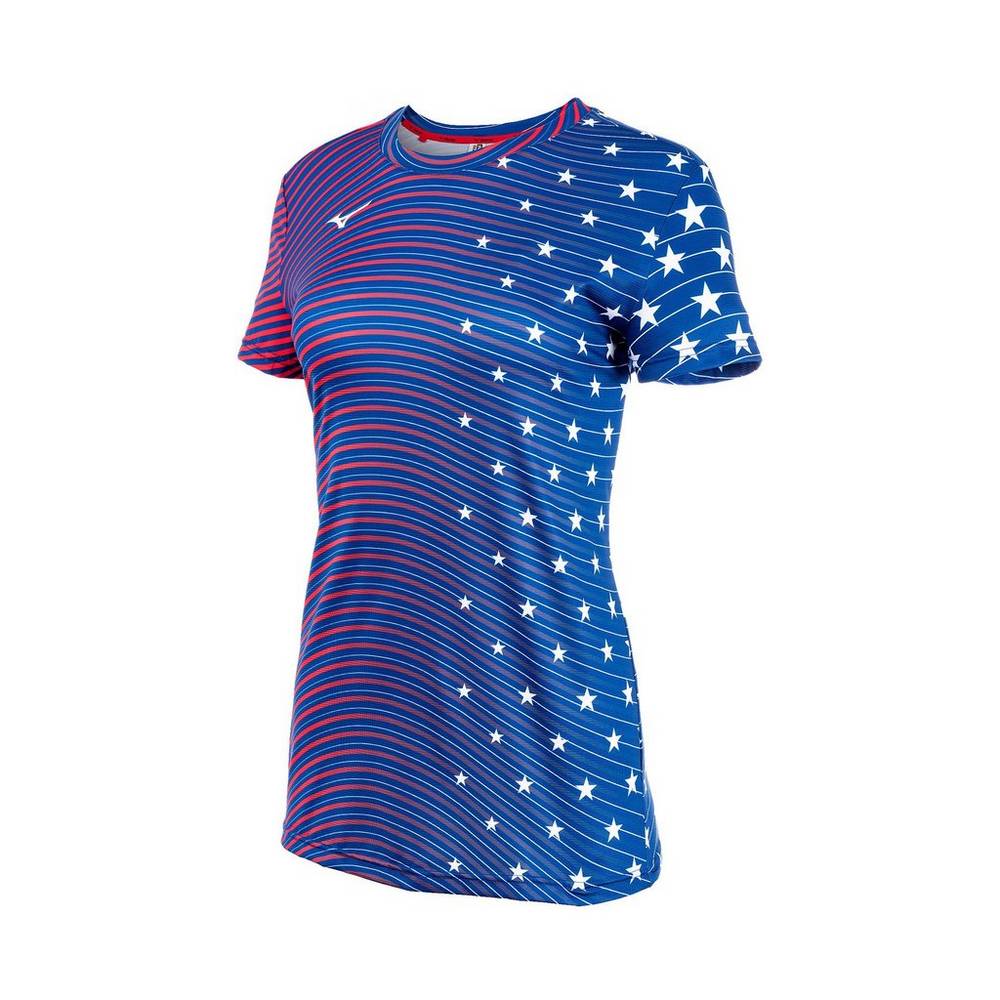 Damske Tričko Mizuno Printable Short Sleeve Námornícka Modrá Vypredaj VMHU36105
